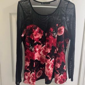 Fashion To Figure Mesh Peplum Floral Top